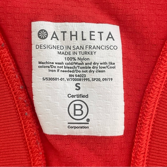 Athleta Razorback Fitted Neon Red/Orange Tank Top Yoga Activewear Size Small - Picture 8 of 8